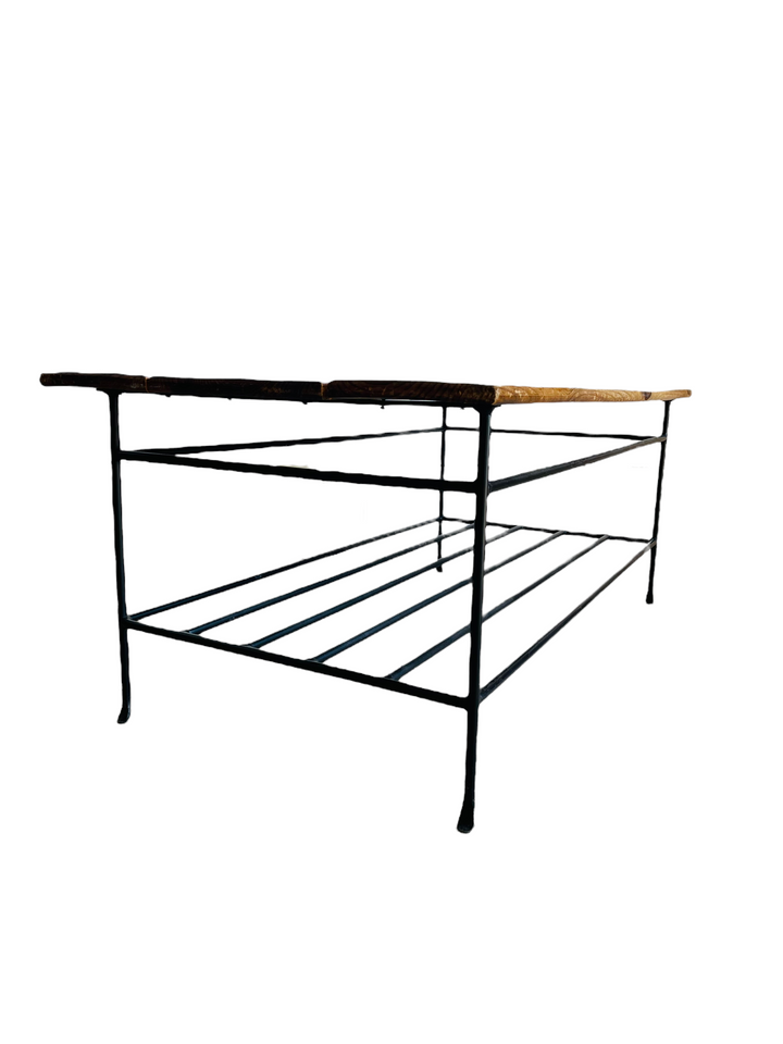 Mid-Century Industrial Coffee Table with Steel Base image 7