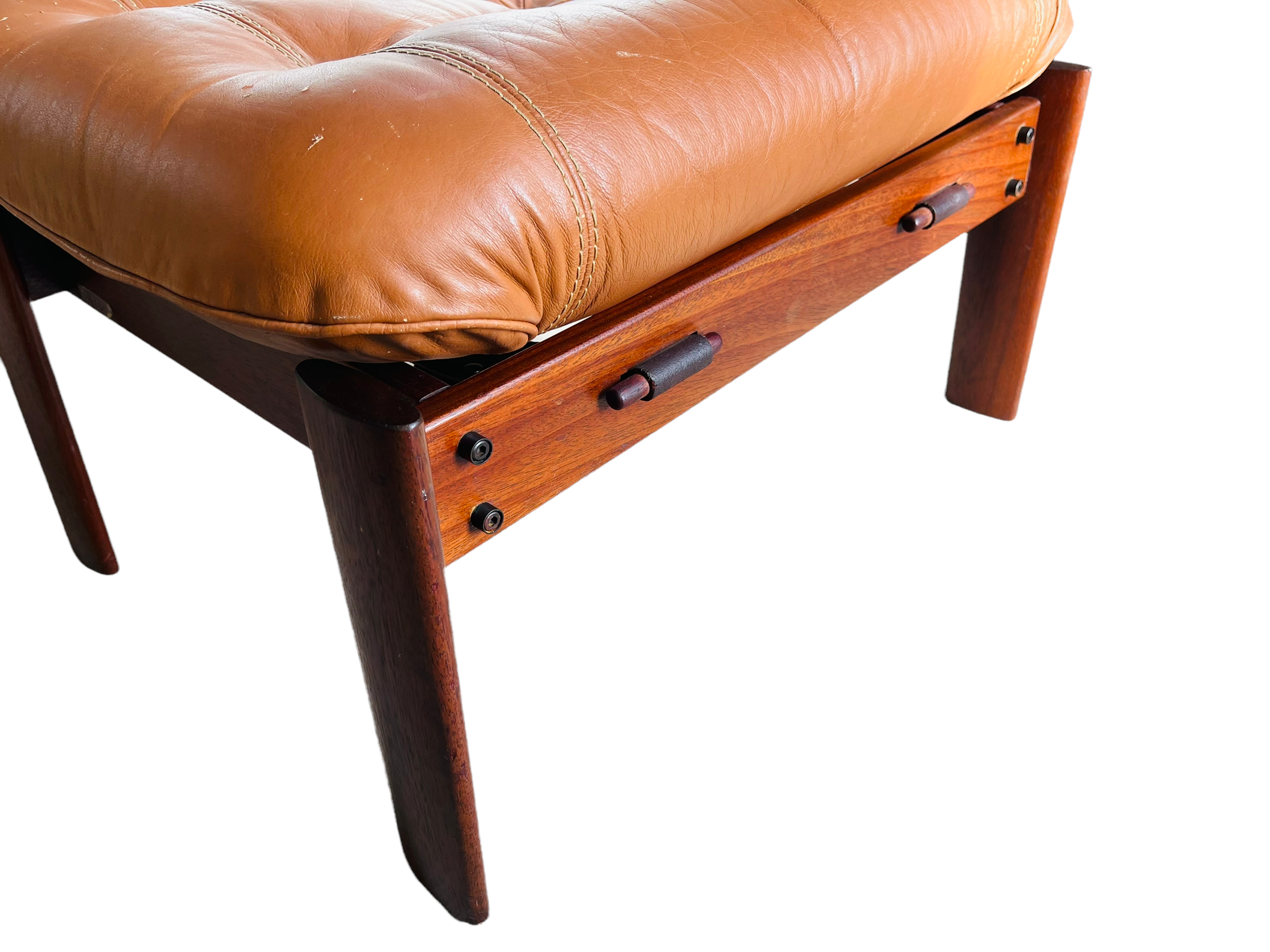 1970s Brazilian Rosewood Percival Lafer Leather Lounge Chair & Ottoman  image 4