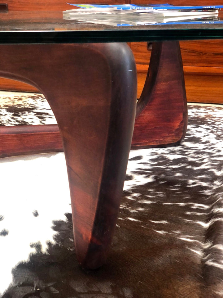 Noguchi Style Coffee Table with Boomerang Shaped Glass Top image 2