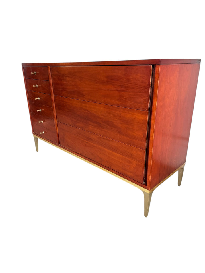 Mid Century Modern Cherry Dresser by John Stuart with Brass Legs image 2