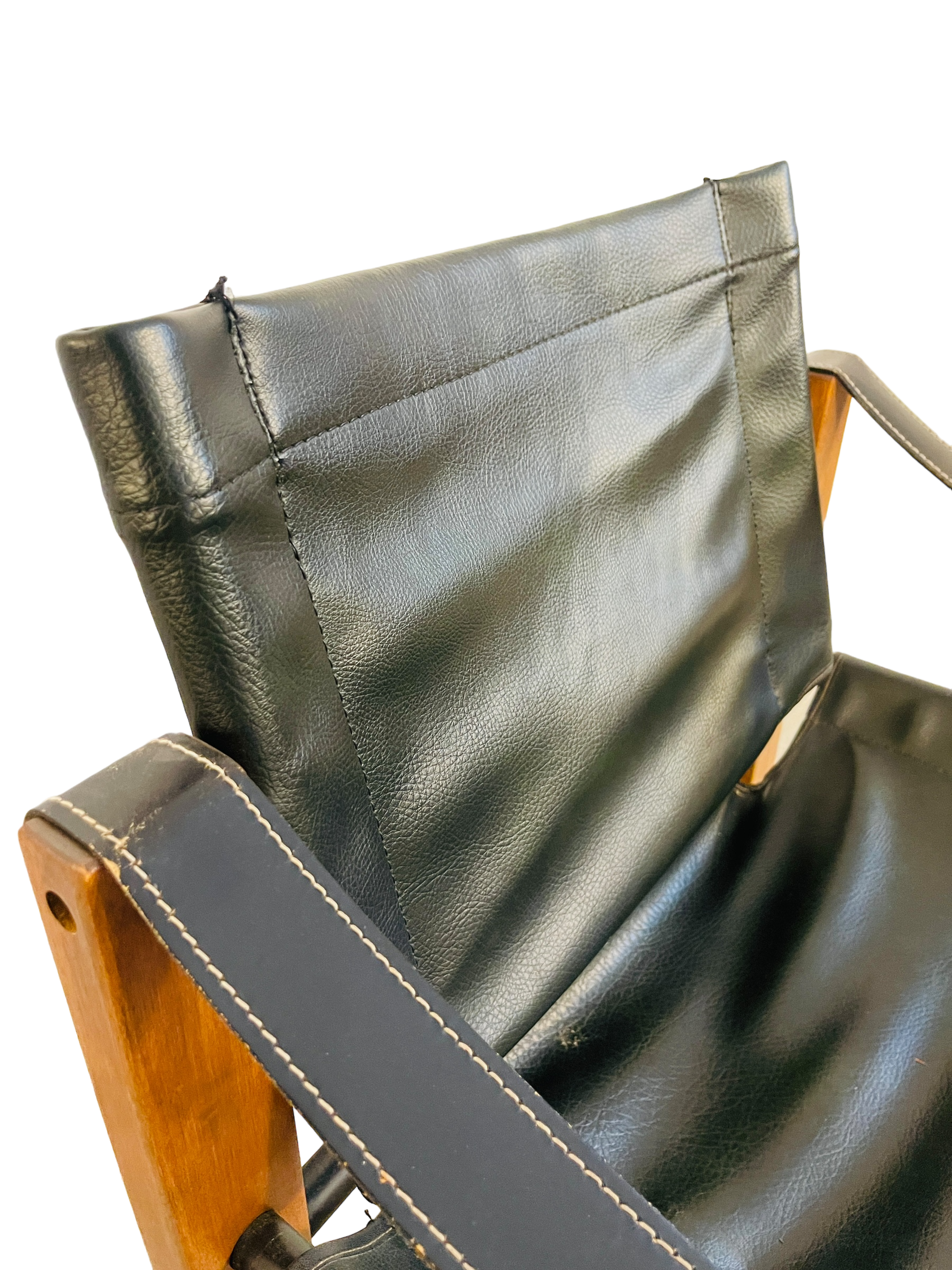 Mid Century Modern Leather Safari Lounge Chair & Ottoman image 2