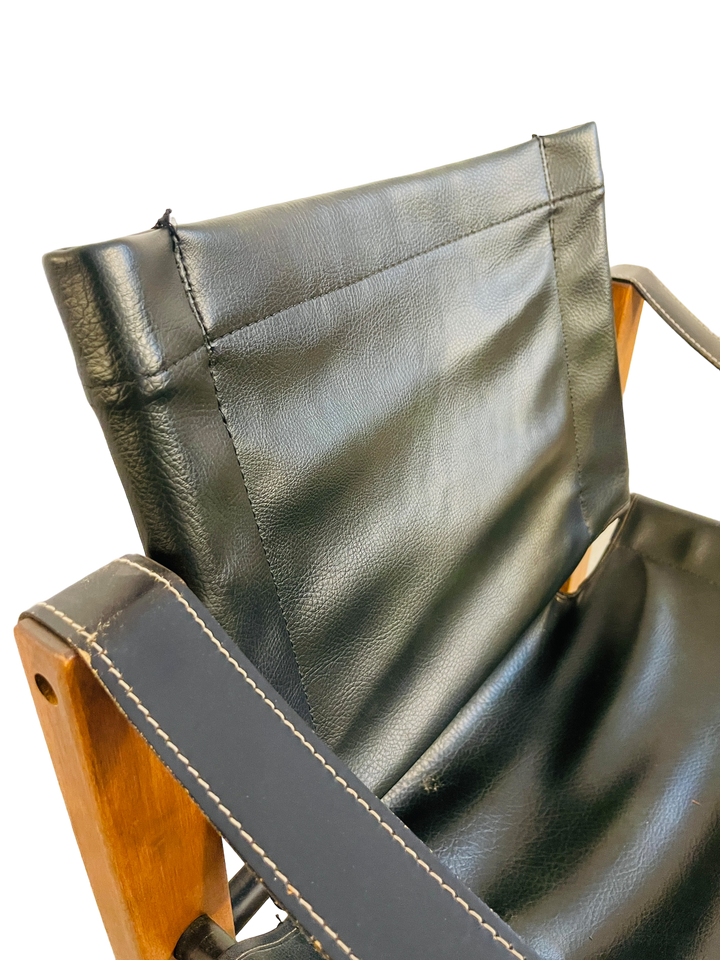 Mid Century Modern Leather Safari Lounge Chair & Ottoman image 2