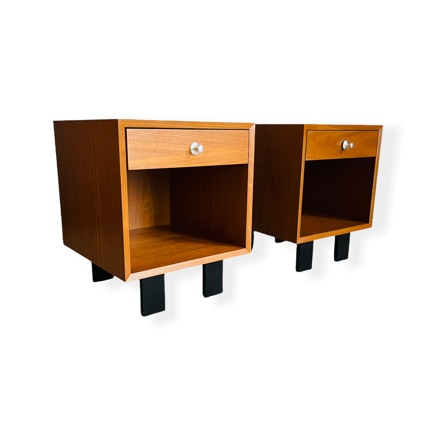 Pair George Nelson Walnut Nightstands for Herman Miller image 0