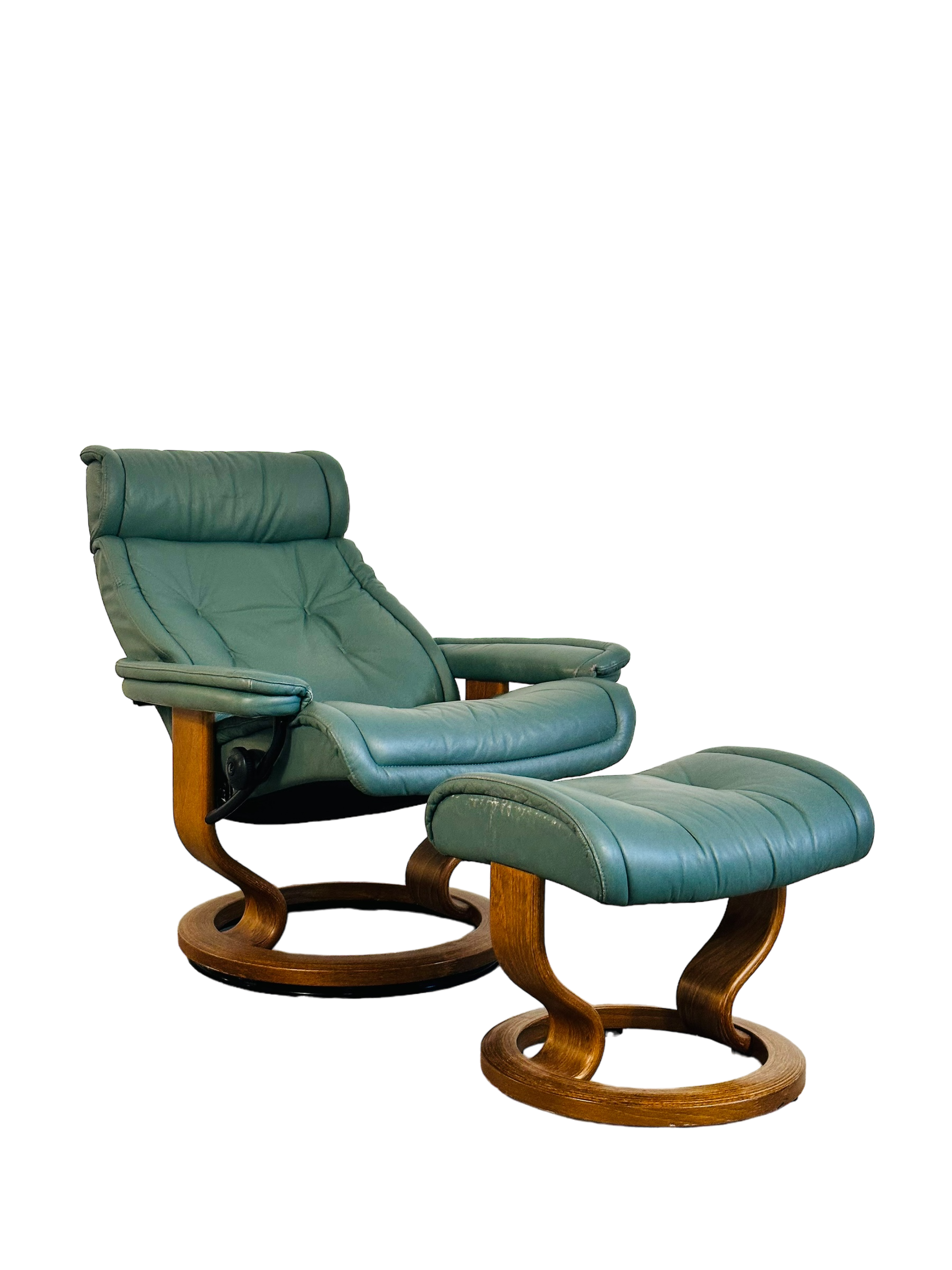 Rare Green Ekornes Stressless Lounge Chair & Ottoman image 6