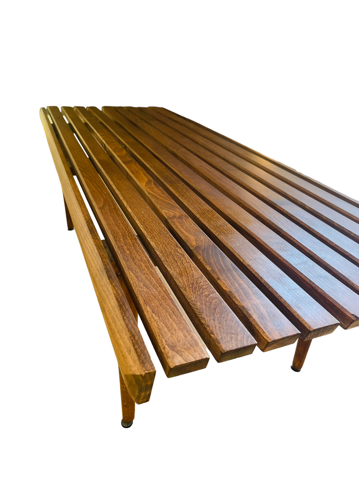 Mid-Century Modern Walnut Slatted Bench / Coffee Table image 9