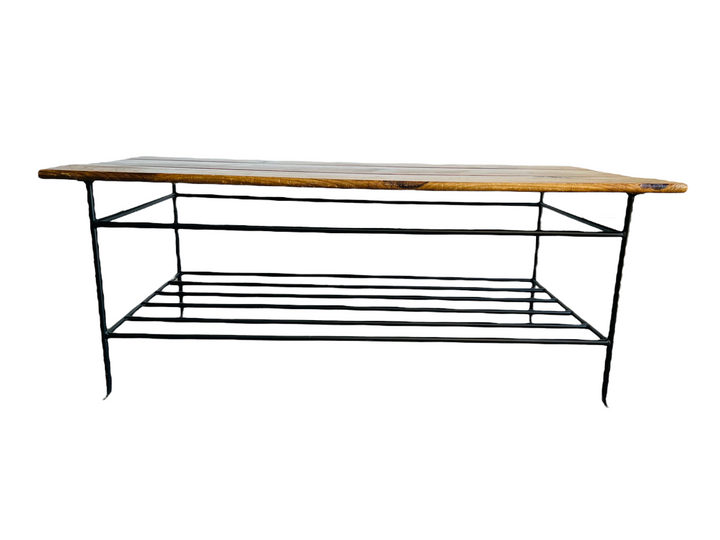 Mid-Century Industrial Coffee Table with Steel Base image 2