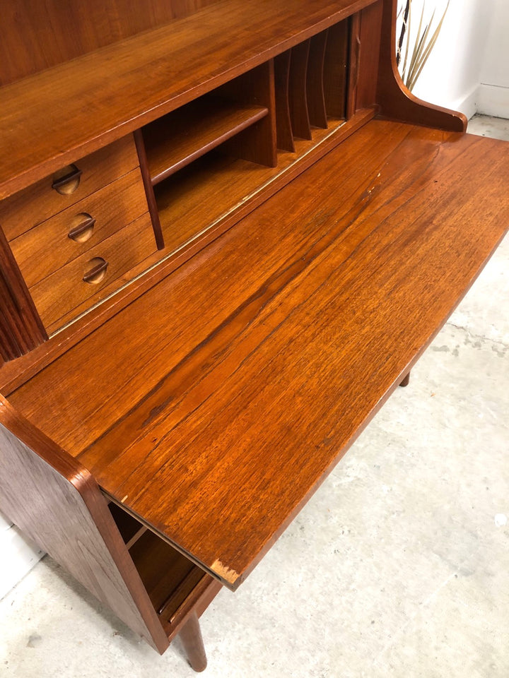 Mid-Century Danish Modern Teak Secretary Desk & Bookcase By Bornholms image 8