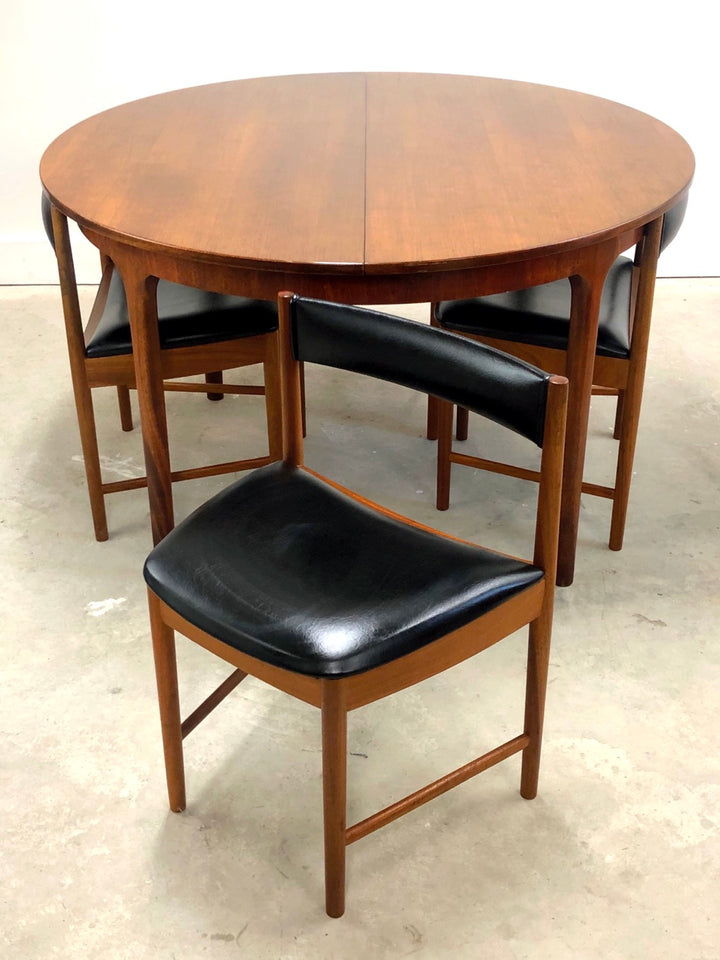Mid-Century Modern Round Walnut Table W/ Set 4 Chairs image 3