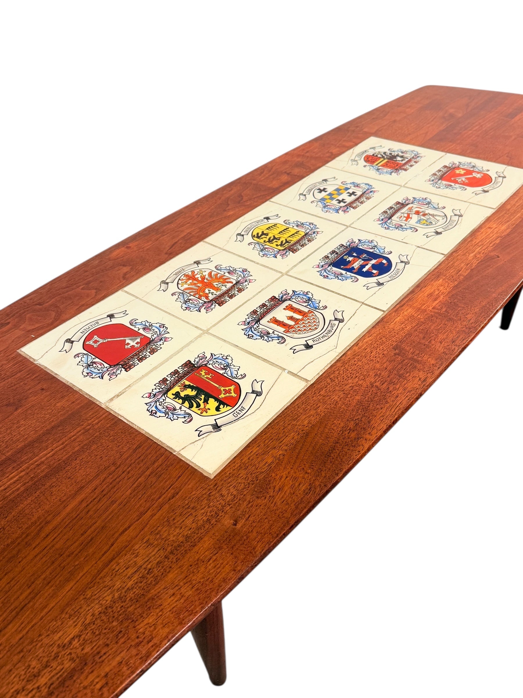 Mid Century Modern Walnut Coffee Table With Tile Inlay image 2