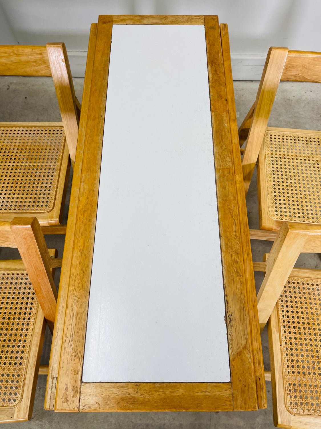 Mid-Century Modern Drop Leaf Table with Folding Chairs (Set 4) image 3