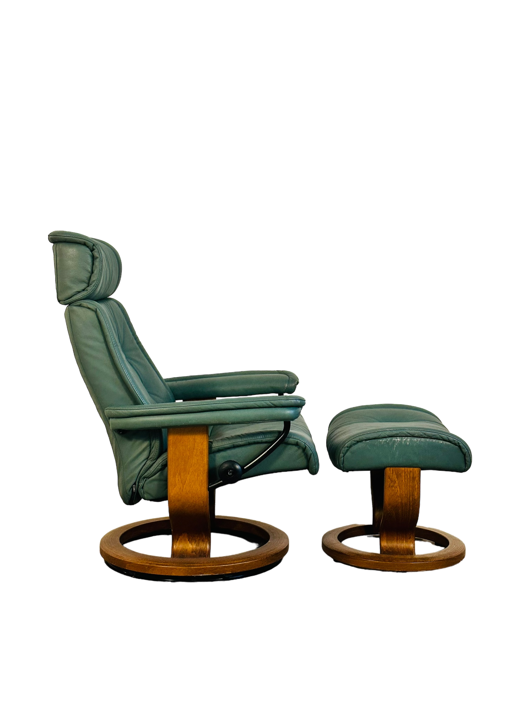 Rare Green Ekornes Stressless Lounge Chair & Ottoman image 1