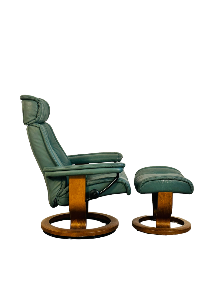 Rare Green Ekornes Stressless Lounge Chair & Ottoman image 1