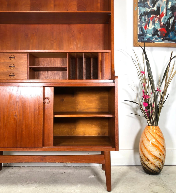 Mid-Century Danish Modern Teak Secretary Desk & Bookcase By Bornholms image 3