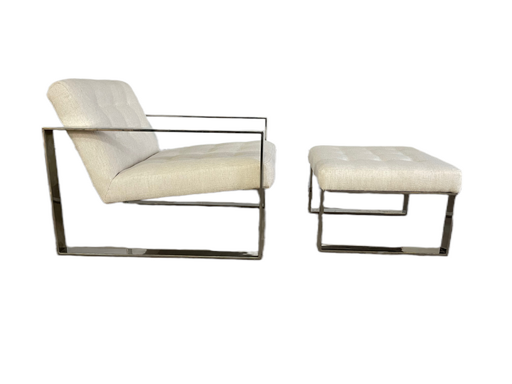 Mid-Century Modern Chrome Lounge Chair & Ottoman  image 1