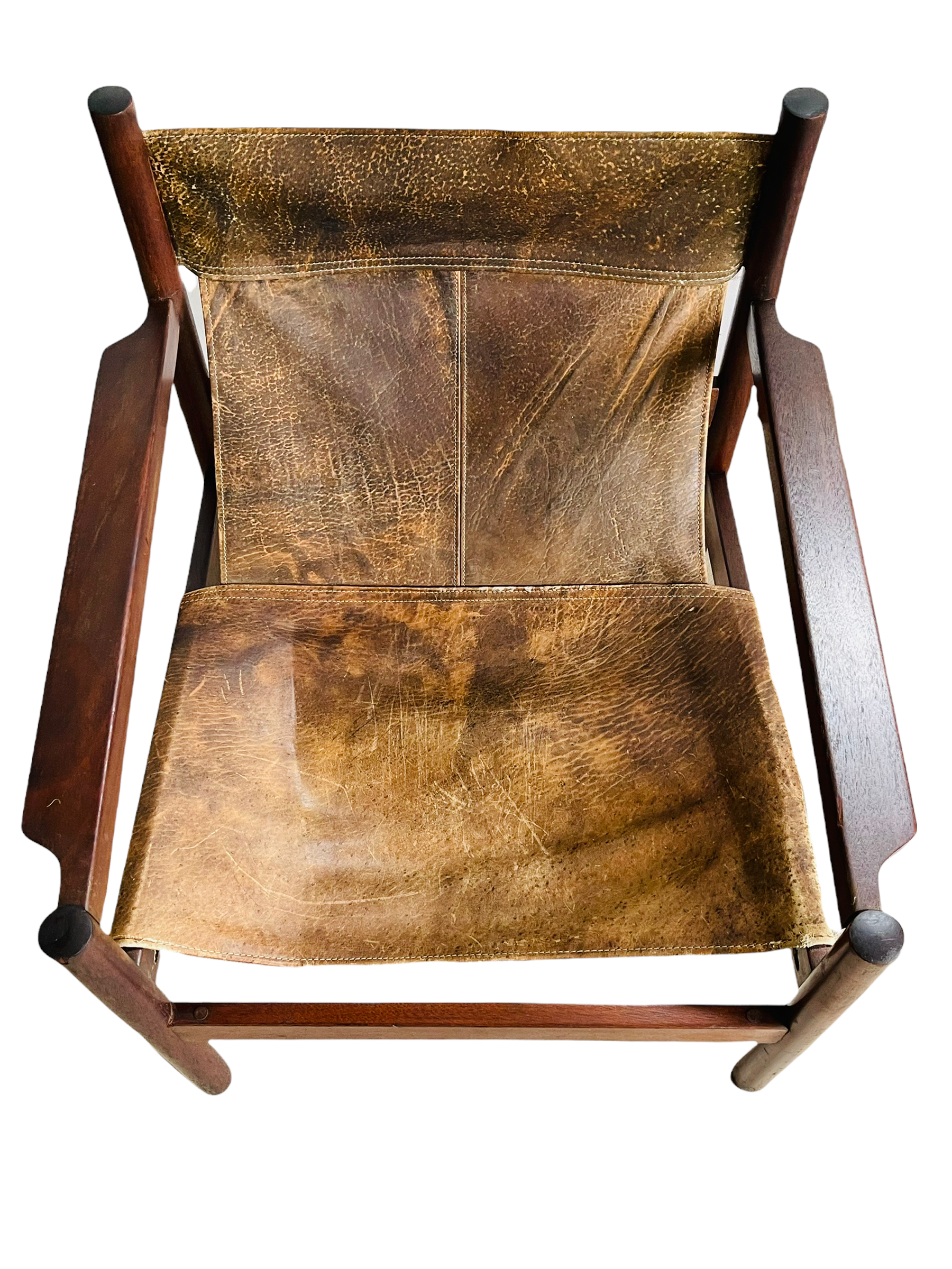 1960s Michel Arnoult Roxinho Leather Sling Lounge Chairs  image 11