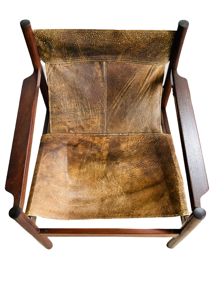 1960s Michel Arnoult Roxinho Leather Sling Lounge Chairs  image 11
