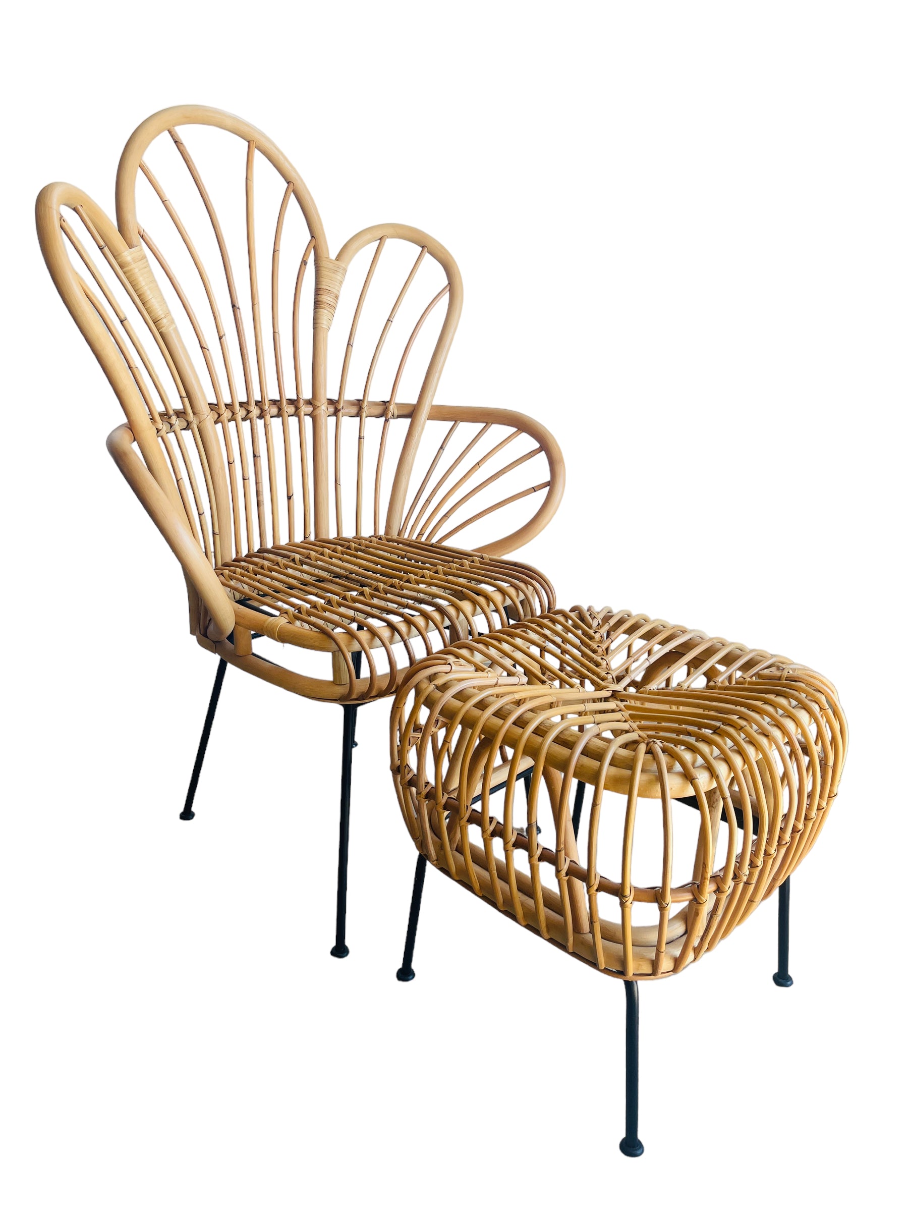 Rattan Lounge Chair & Ottoman image 0