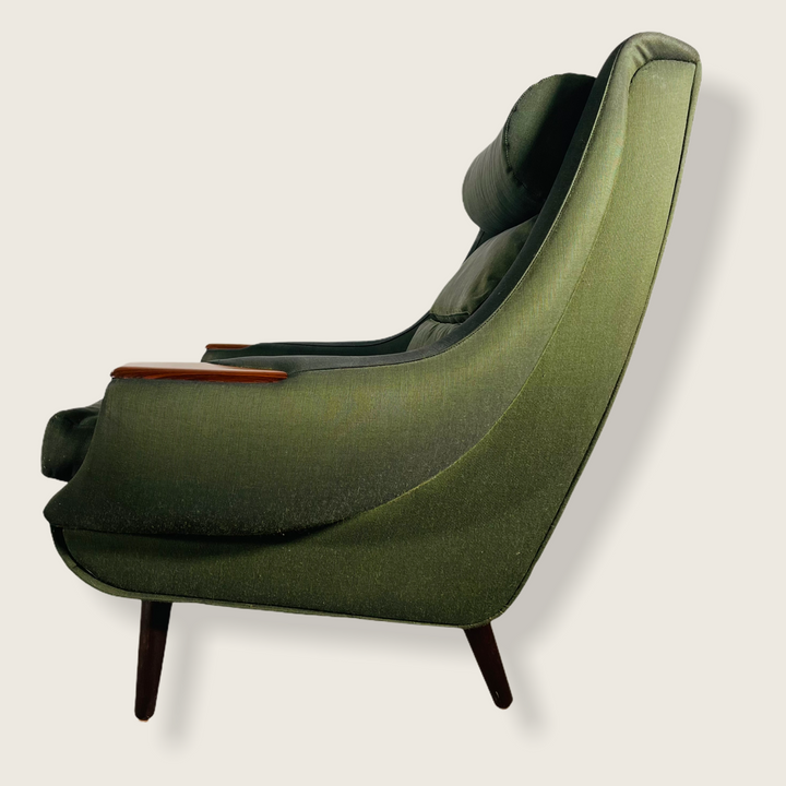 1960s Danish Modern Green Upholstered Lounge Chair  image 4