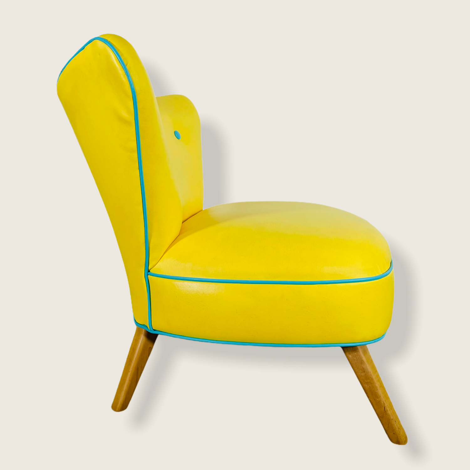 Mid-Century Modern Yellow Oversized Wingback Chair image 3