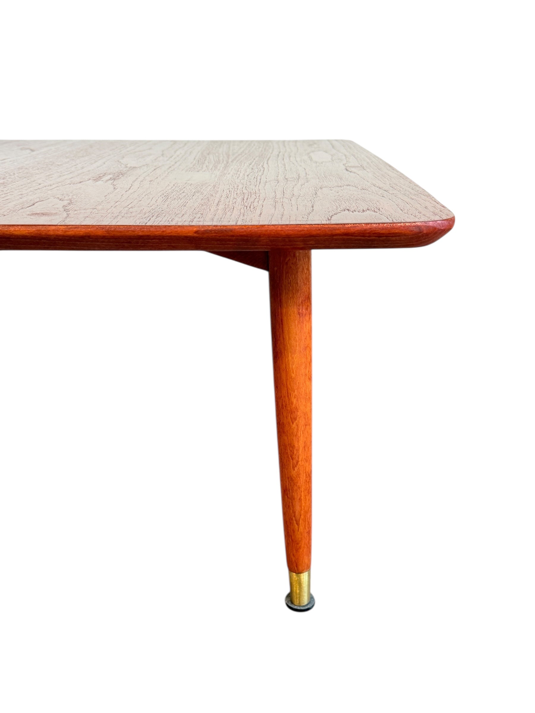 Mid Century Modern Teak Square Table with Brass Accents image 5