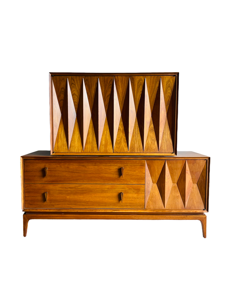 Rare Albert Parvin Sculpted Walnut Chest on Chest image 0