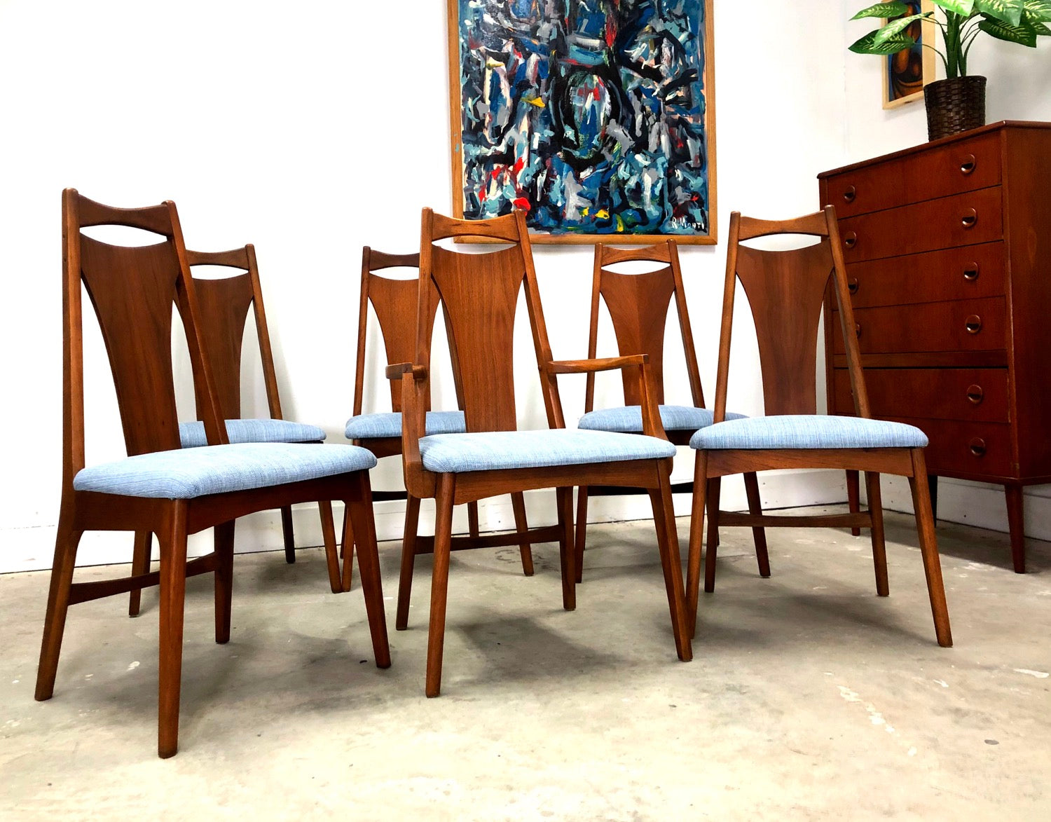 Set 6 Mid-Century Modern Walnut Dining Chairs By Young Manufacturing image 6