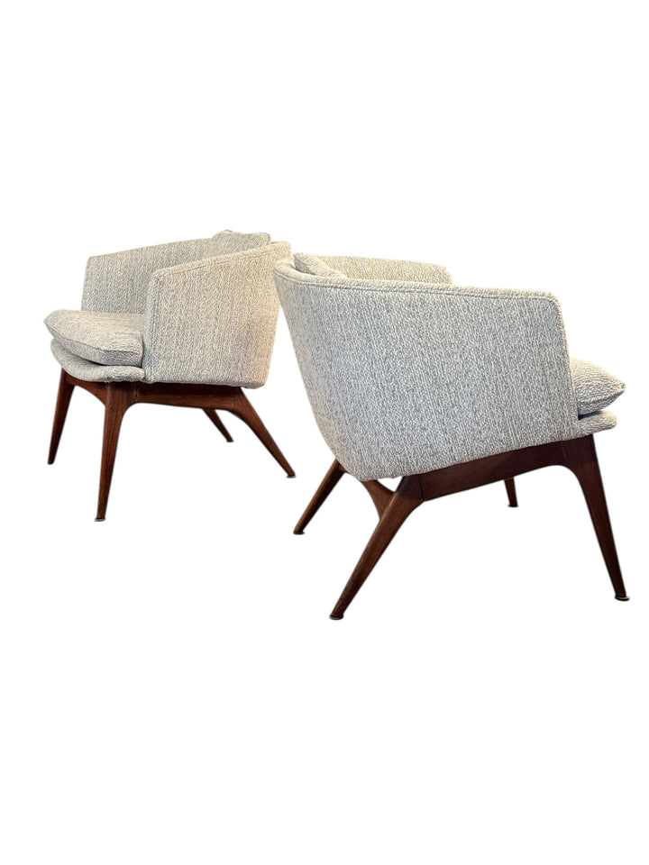 Rare Pair of Mid-Century Walnut Bucket Lounge Chairs by Wieland image 12