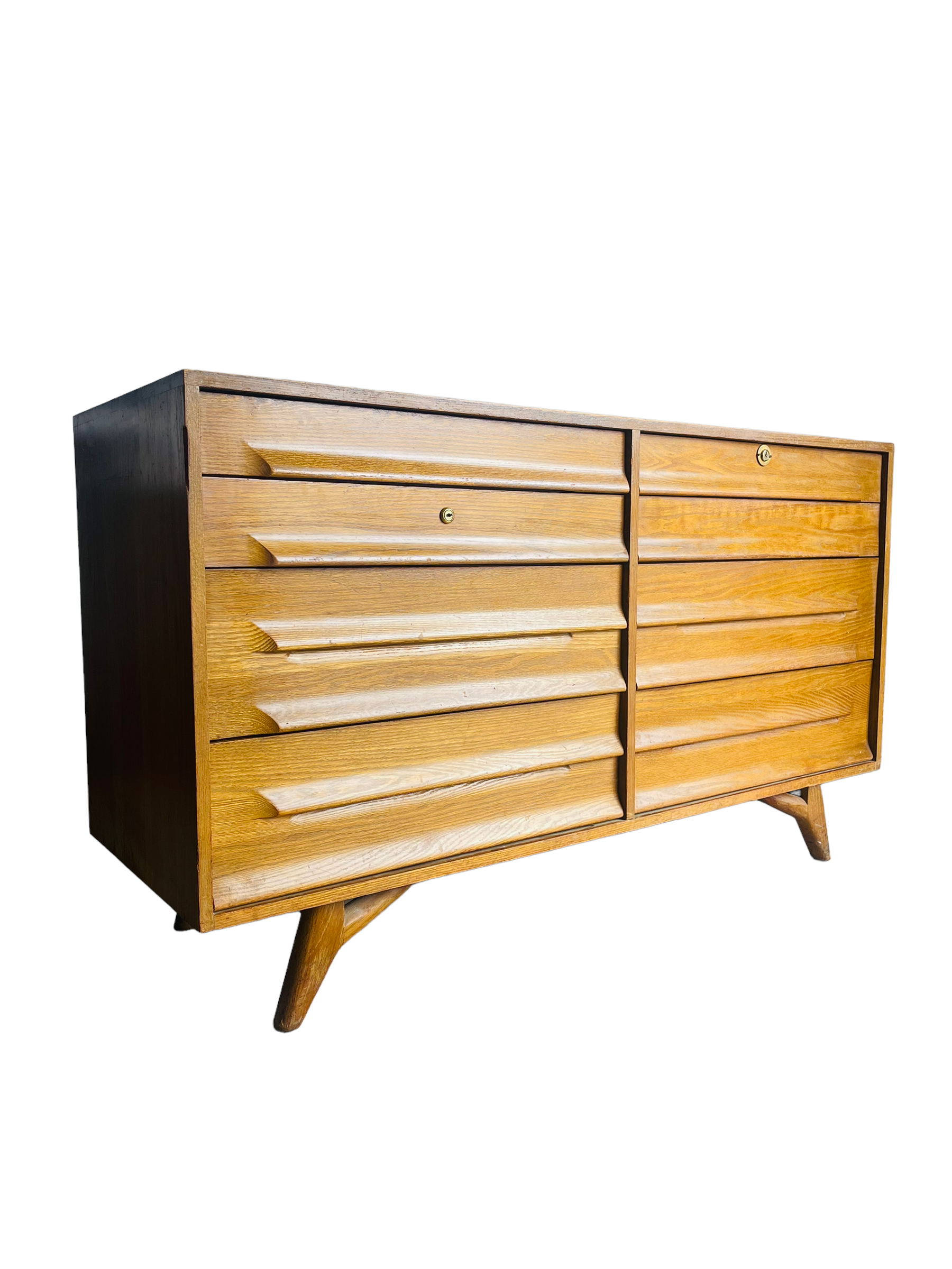 American Modern Cerused Oak Eight Drawer Dresser, Circa 1950s image 0