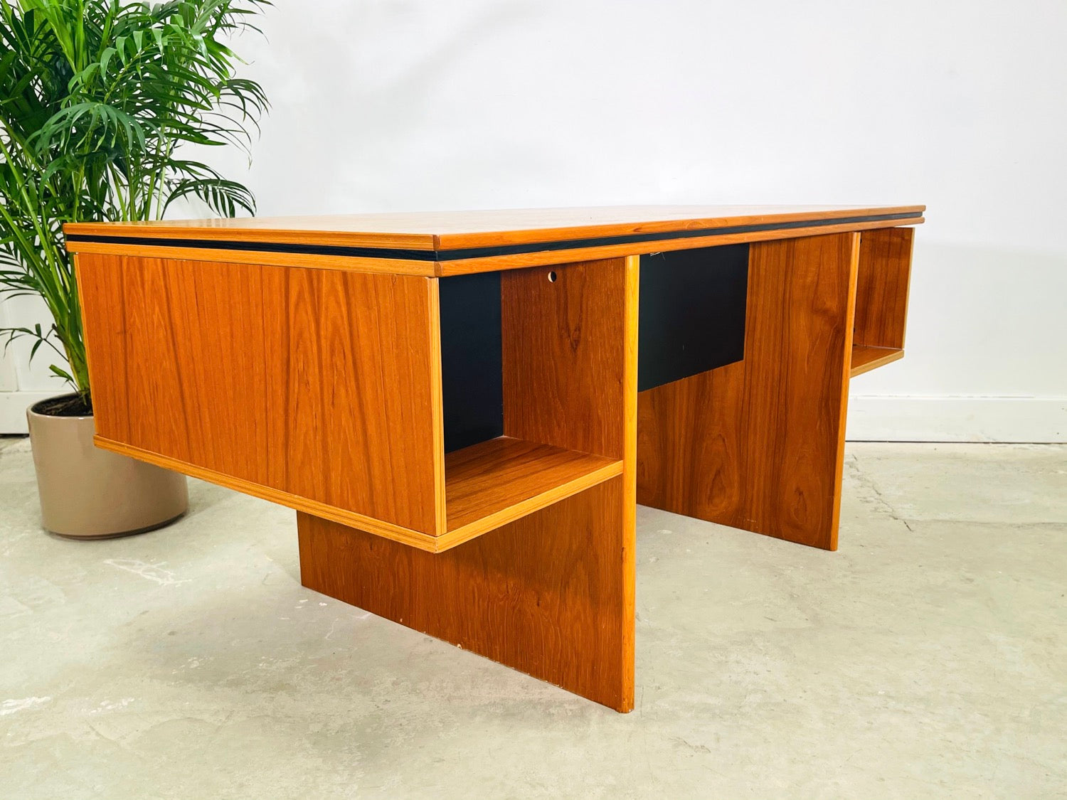 Danish Modern Teak Executive Desk with Bookcase by Bent Silberg Mobler image 0