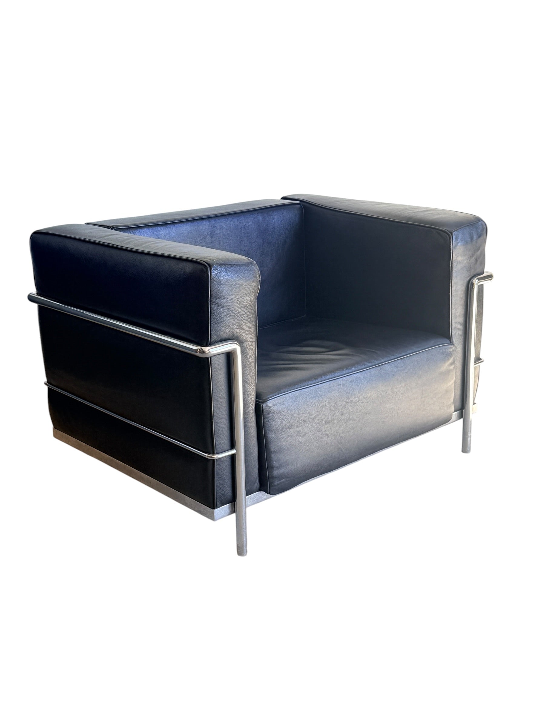 Mid Century Modern Le Corbusier LC2 Black Leather Lounge Chair