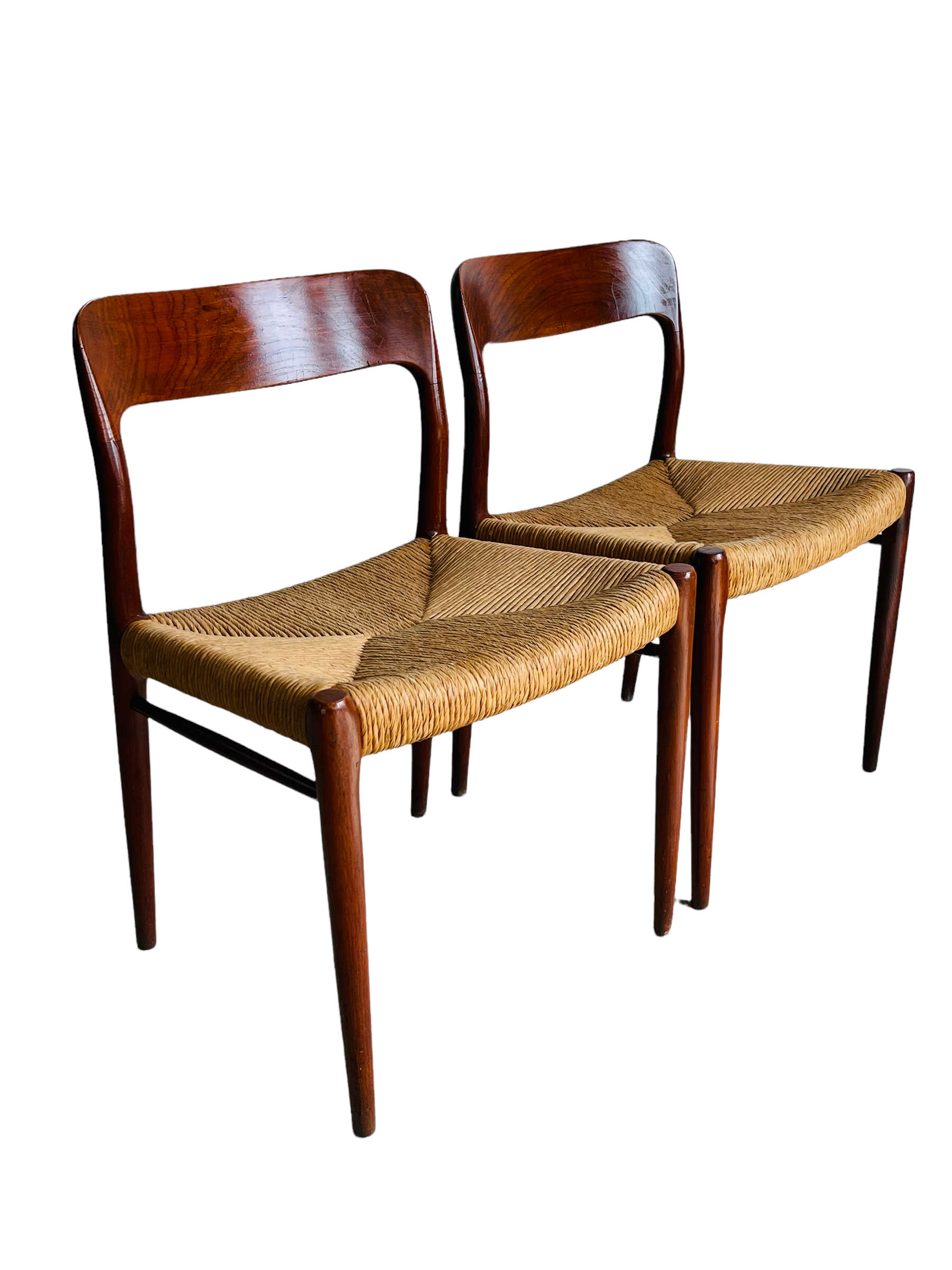 Pair Danish Modern Niels Moller Model #75 Paper Cord Chairs image 0