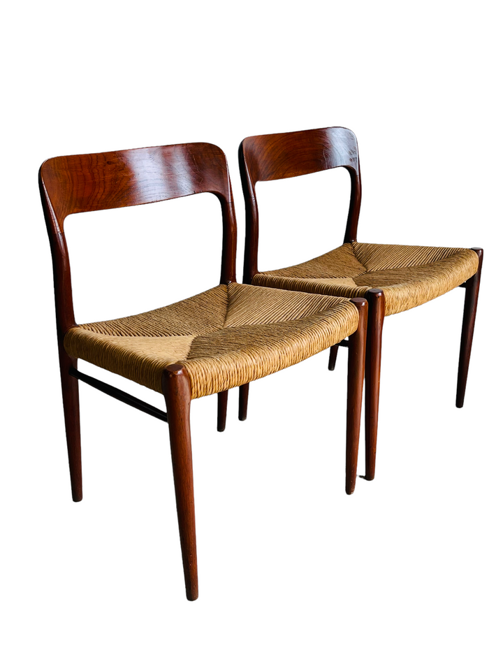 Pair Danish Modern Niels Moller Model #75 Paper Cord Chairs image 0