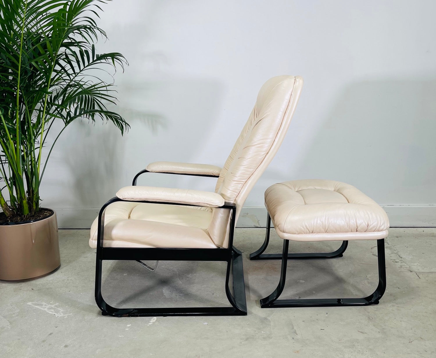 Vintage Leather Recliner & Ottoman  image 1