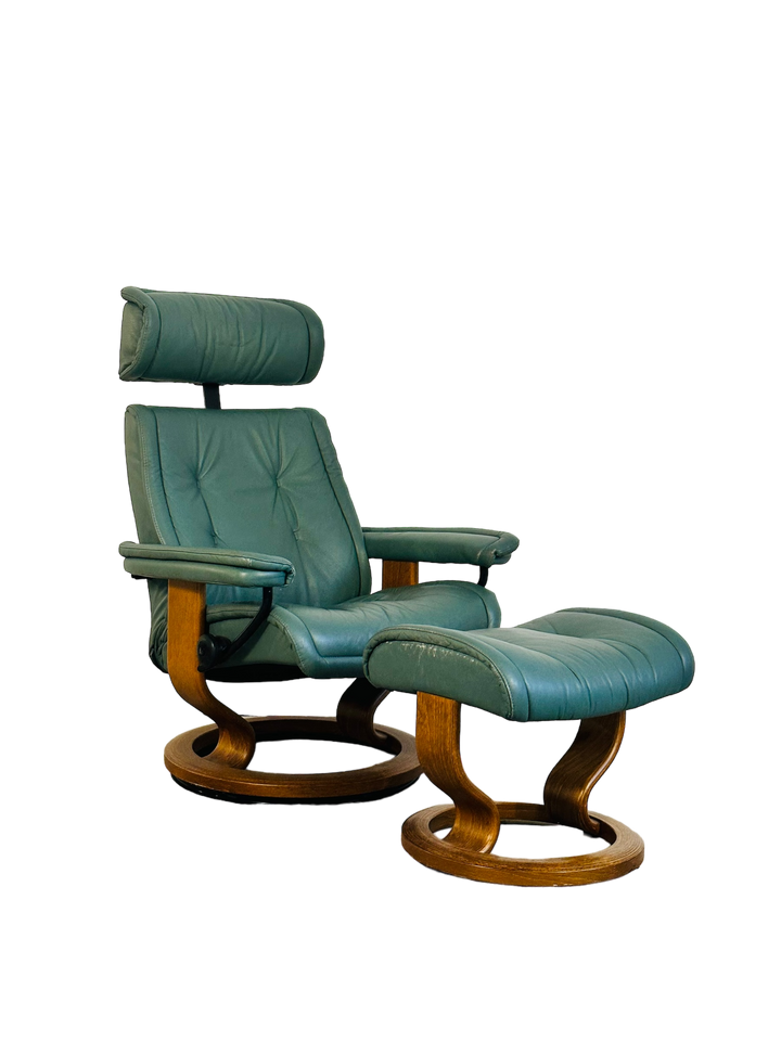 Rare Green Ekornes Stressless Lounge Chair & Ottoman image 5