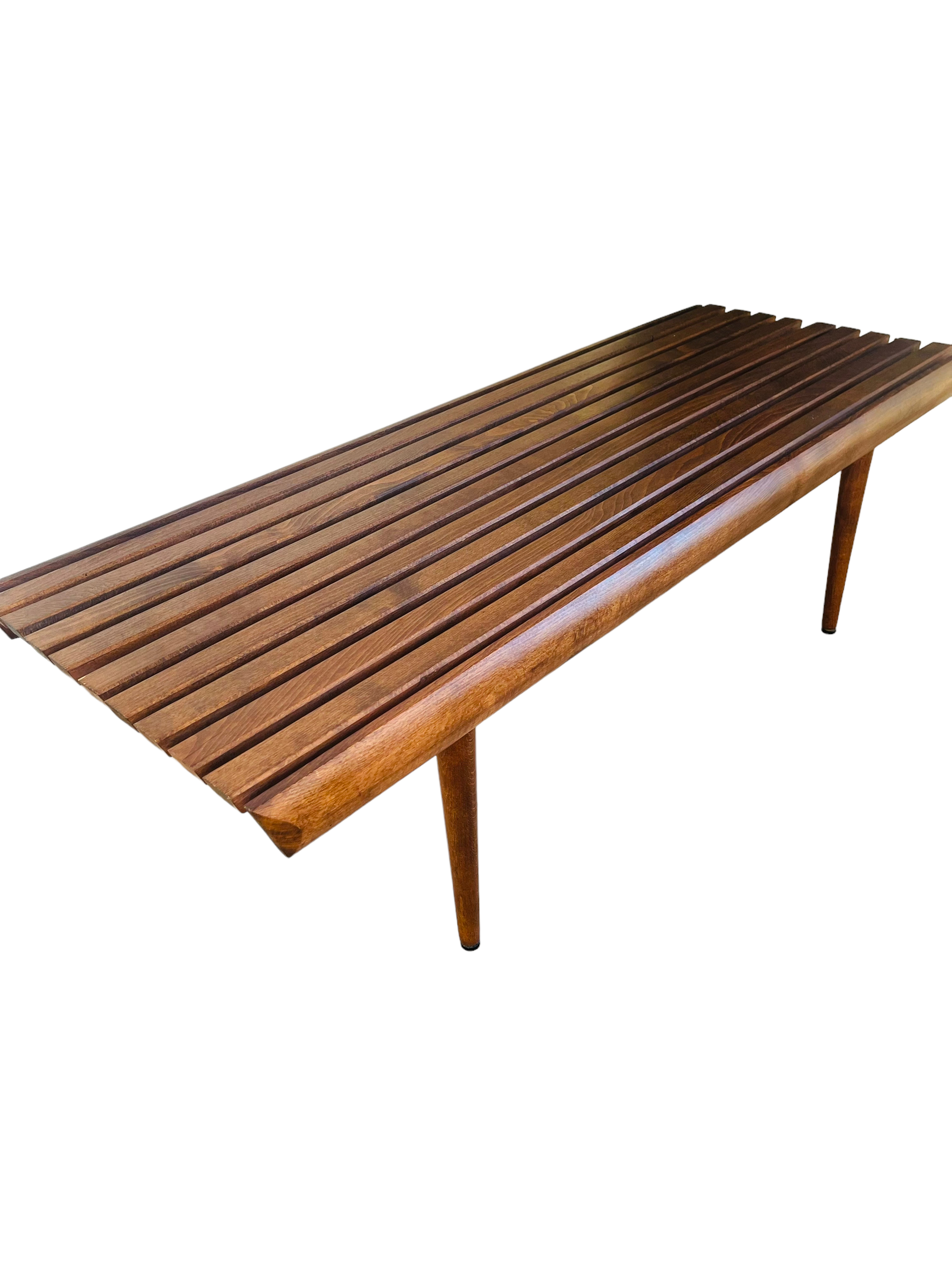 Mid-Century Modern Walnut Slatted Bench / Coffee Table image 0
