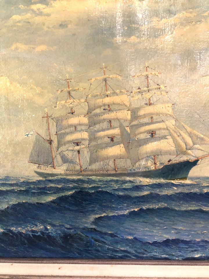 Nautical Scene Oil on Canvas  image 3