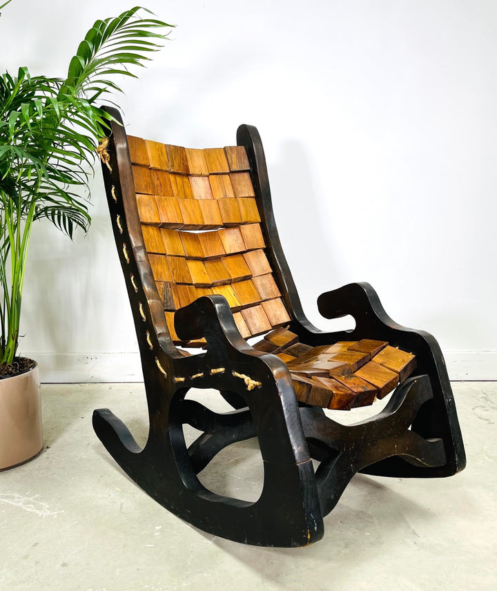 Vintage Woodblock Rocking Chair image 0