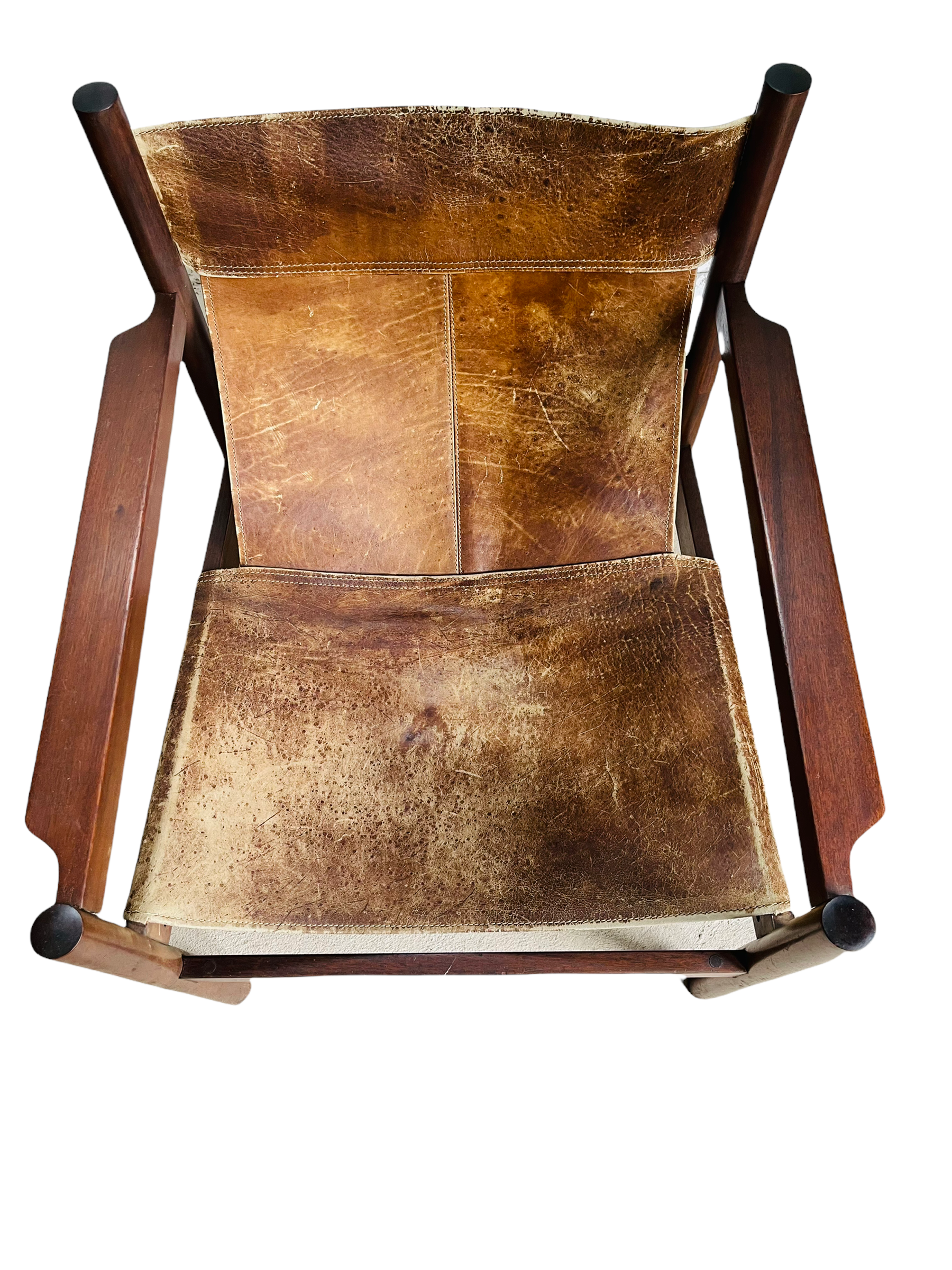 1960s Michel Arnoult Roxinho Leather Sling Lounge Chairs  image 13
