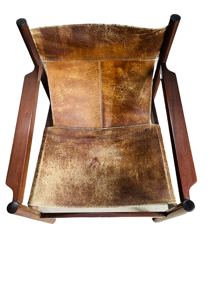 1960s Michel Arnoult Roxinho Leather Sling Lounge Chairs  image 13