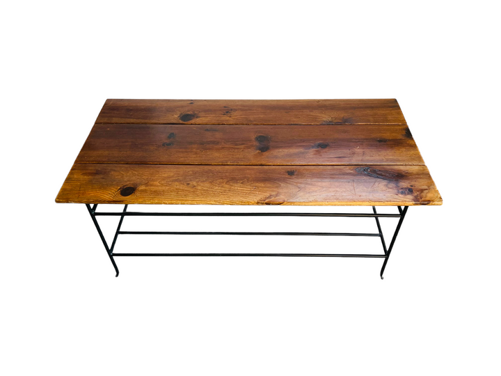 Mid-Century Industrial Coffee Table with Steel Base image 3