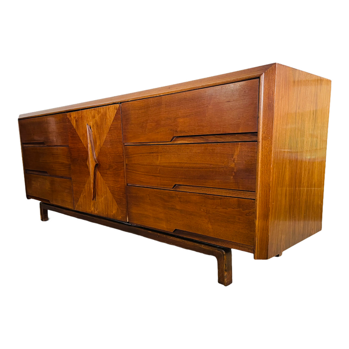 Mid-Century Modern Sculptured Walnut Credenza  image 2