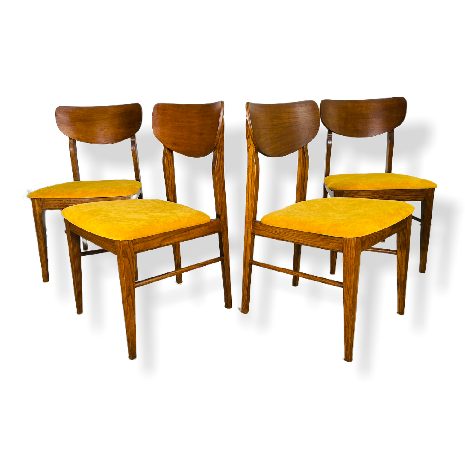 Set 4 Mid Century Modern Oak & Walnut Dining Chairs image 1