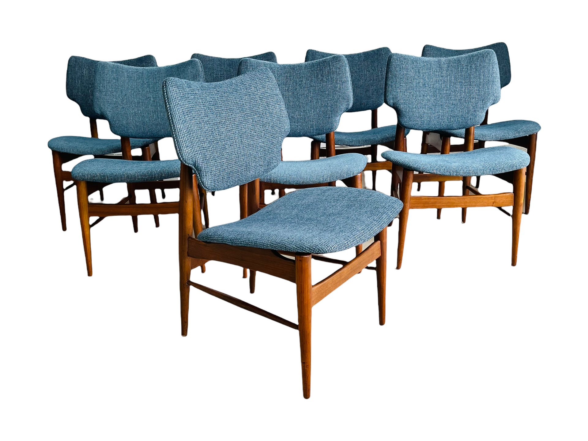 Set 8 Mid Century Danish Modern Walnut Dining Chairs image 0