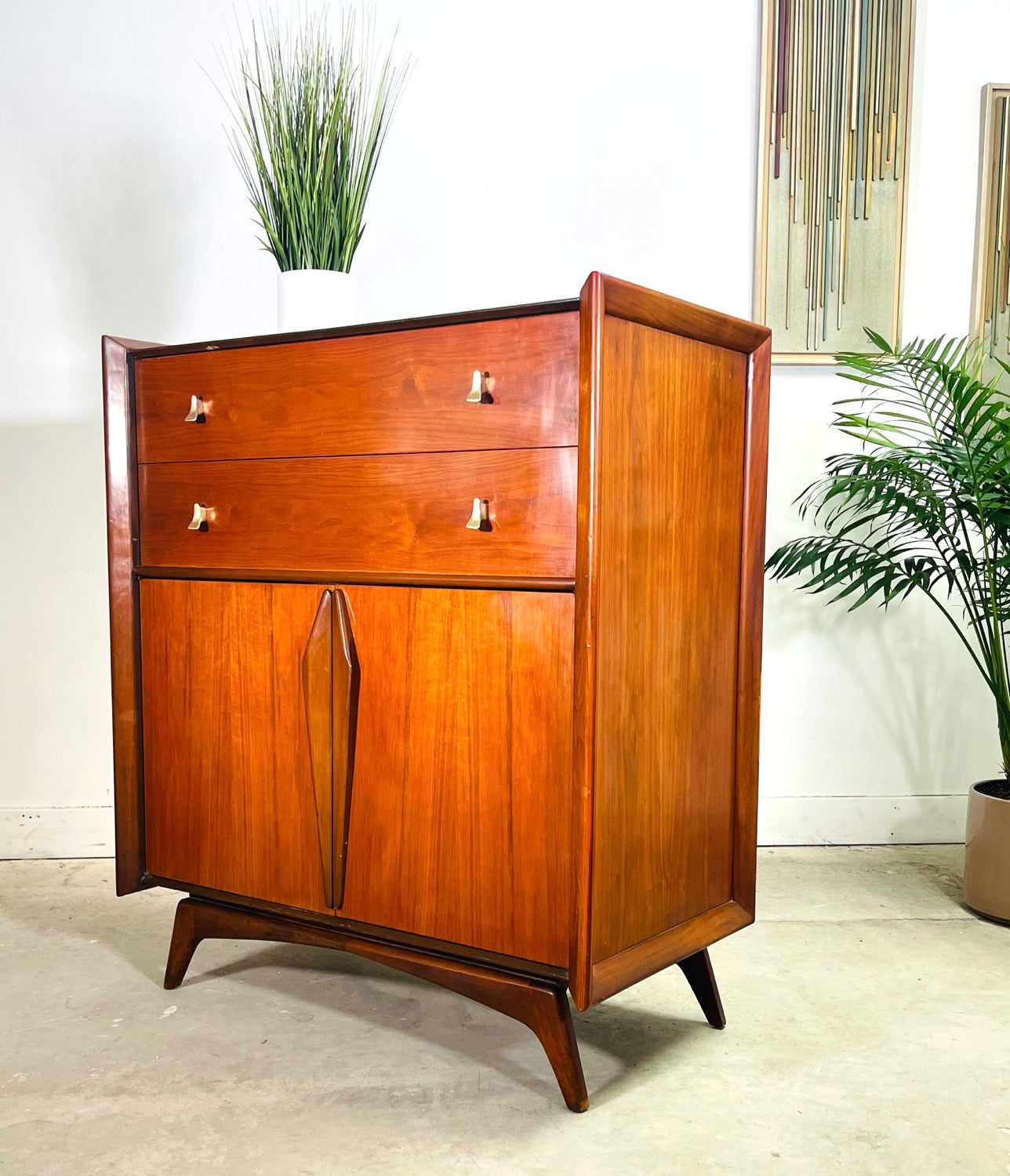 Mid-Century Modern Walnut Tall Highboy Dresser by Genova Furniture Co.  image 0