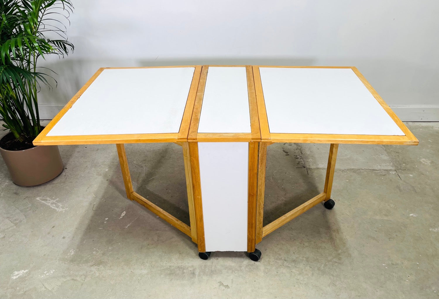 Mid-Century Modern Drop Leaf Table with Folding Chairs (Set 4) image 5