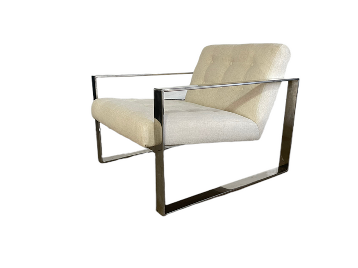 Mid-Century Modern Chrome Lounge Chair & Ottoman  image 13
