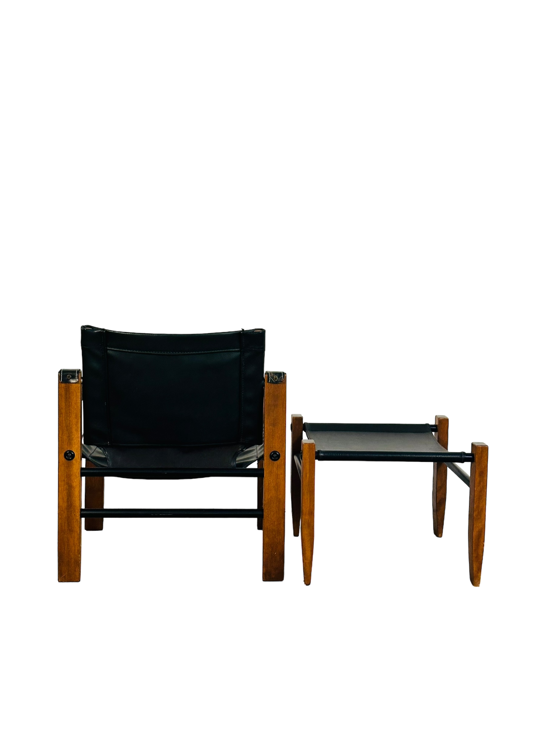 Mid Century Modern Leather Safari Lounge Chair & Ottoman image 10
