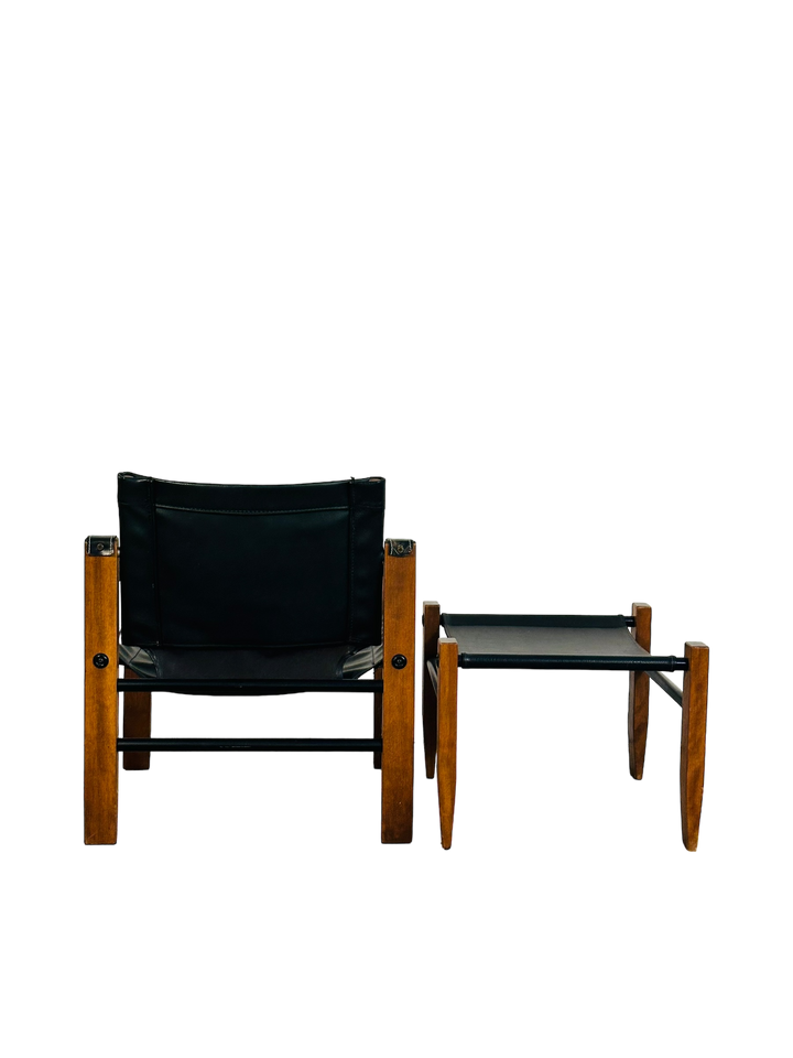 Mid Century Modern Leather Safari Lounge Chair & Ottoman image 10