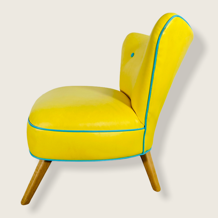 Mid-Century Modern Yellow Oversized Wingback Chair image 4