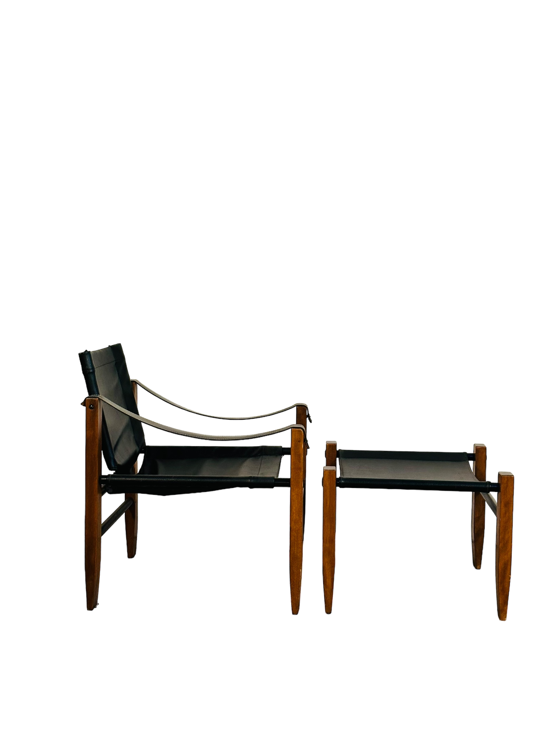 Mid Century Modern Leather Safari Lounge Chair & Ottoman image 8